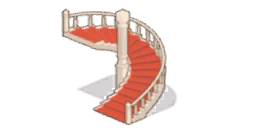 家具/赤い絨毯の上階段